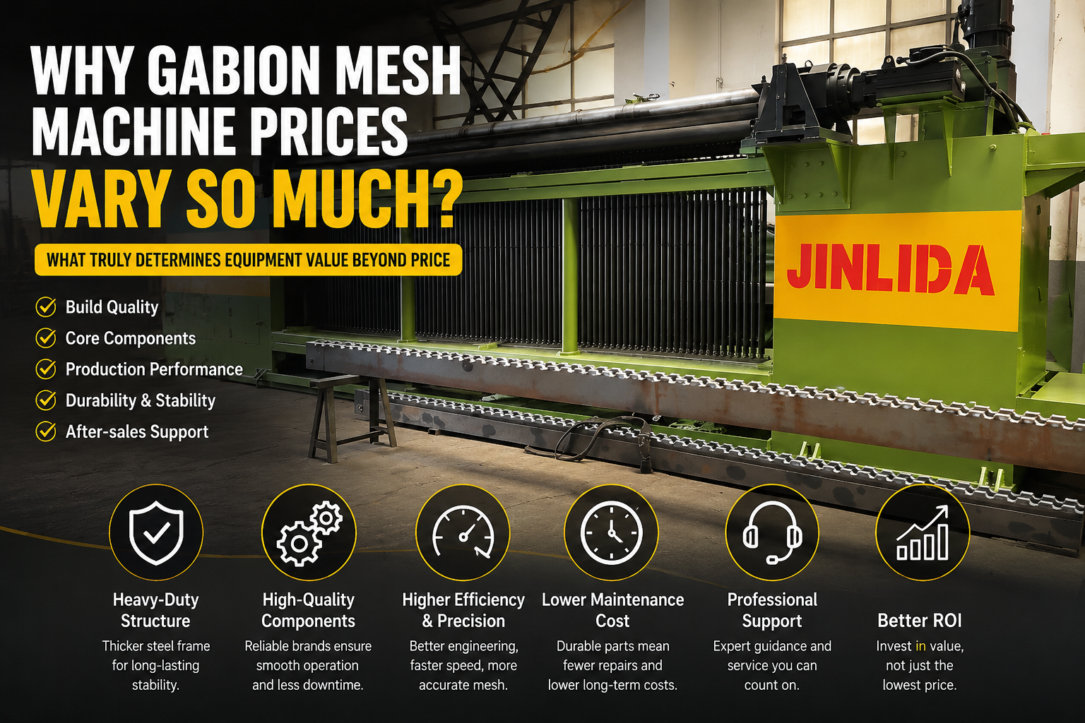Blog công ty mới nhất về Tại sao giá máy lưới Gabion lại chênh lệch nhiều đến vậy: Điều gì thực sự quyết định giá trị thiết bị ngoài giá cả